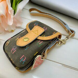 Y2K Dooney & Bourke Rainbow Multi Coated Canvas Phone/Card Wristlet